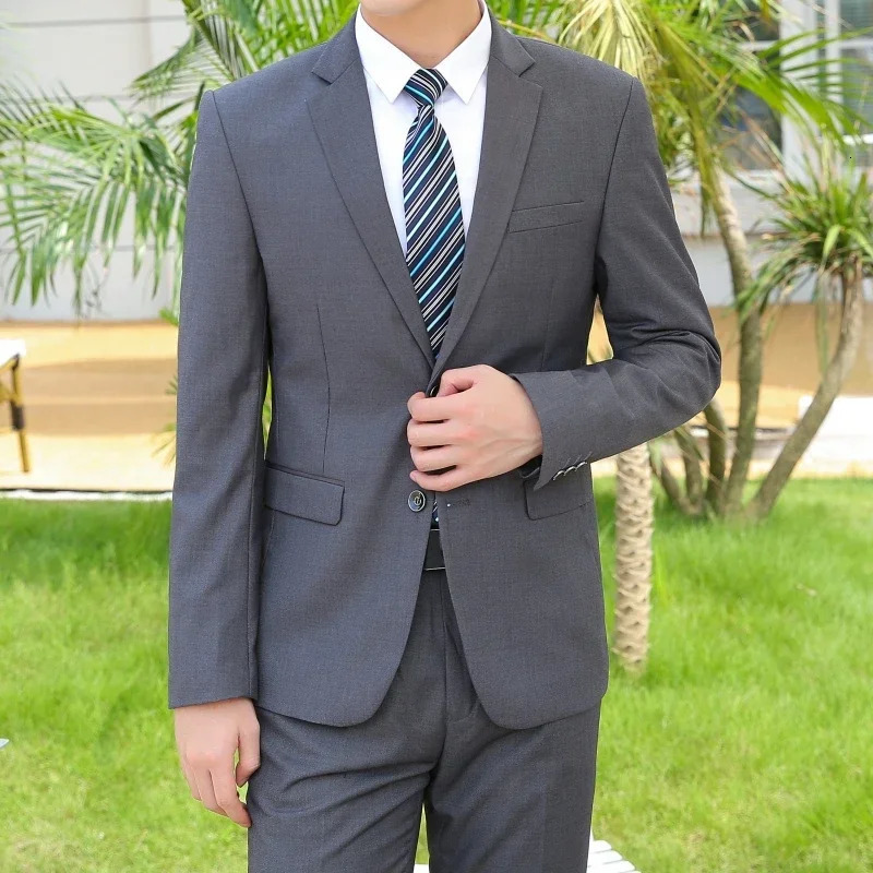 S8XL Blazerpants Fashion Business Gentleman Italian Style Slim Solid Color Professional Suit Wedding Groom Man 241220