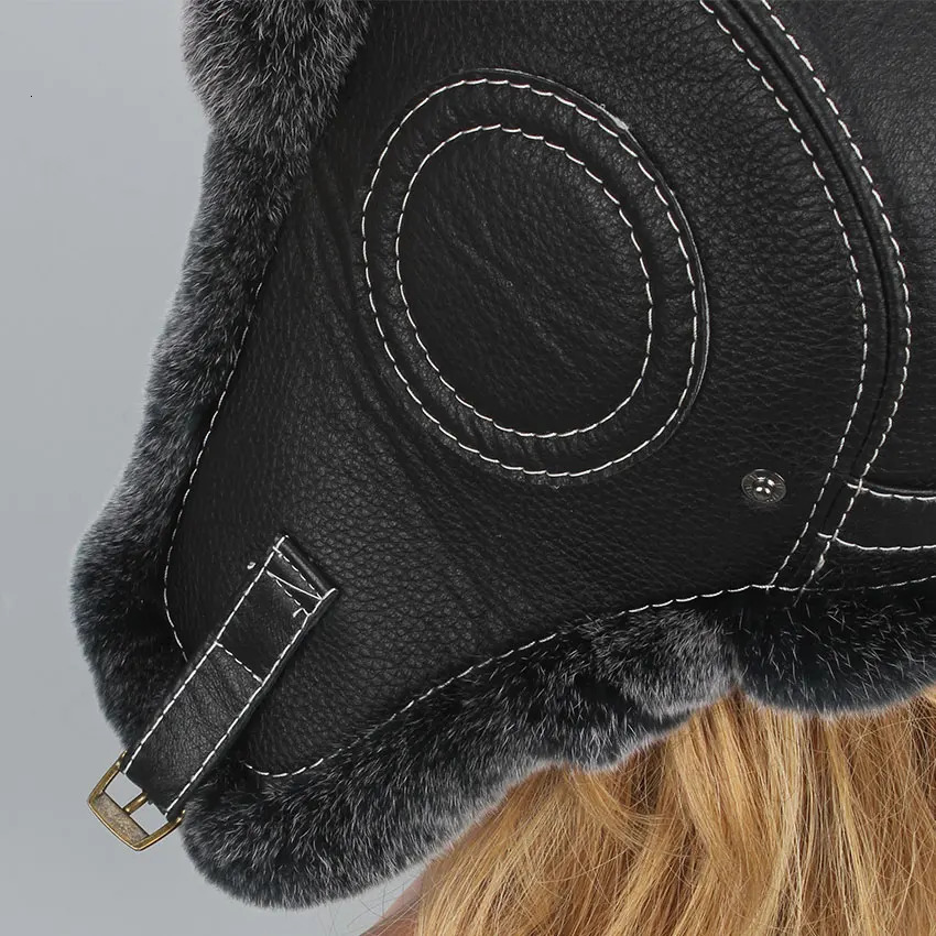 Winter ski hat Russian hat mens warm earmuffs thick earmuffs Rex rabbit skin Lei Feng hat unisex hat 241220