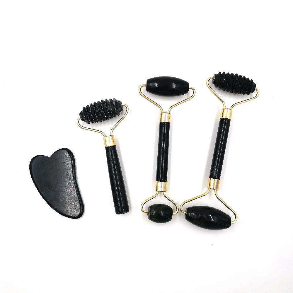 Obsidian jade roller massager leech scraper skin care tool natural body back beauty lifting massage 241213