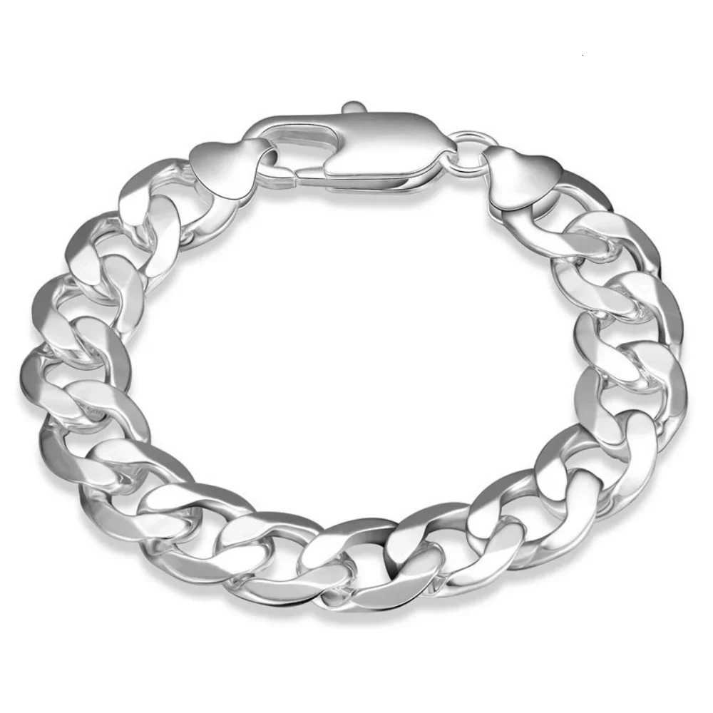 925 Sterling Silver Bracelet 10MM Cuban Sideways Chain Fashion n Exquisite Jewelry For Men Women Party Wedding Gifts 241214