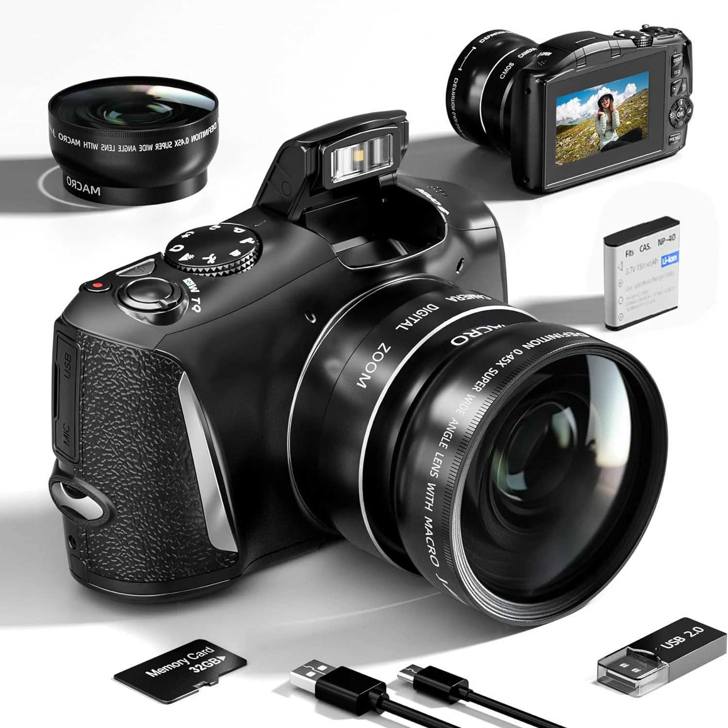 Digital Cameras NBD 4K Digital Camera Ultra 48MP Camera Vlogging Camera with Wide Angle Lens 16X Digital Zoom 3.0 Inch Screen Camera S2412214
