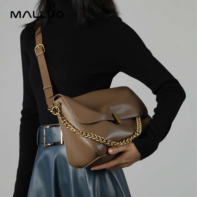 2024 New Genuine Leather Women's Trendy Fashionable One Shoulder Tote Simple and Versatile Crossbody Bag Design