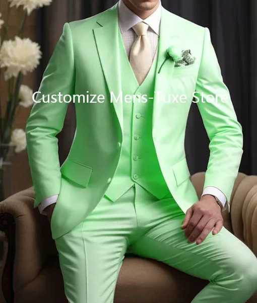 Elegant Wedding Mens Suits Blazer Slim Fit 3 Pcs Jacket Pants Vest y Costume Homme Formal Party Male Clothing 241218