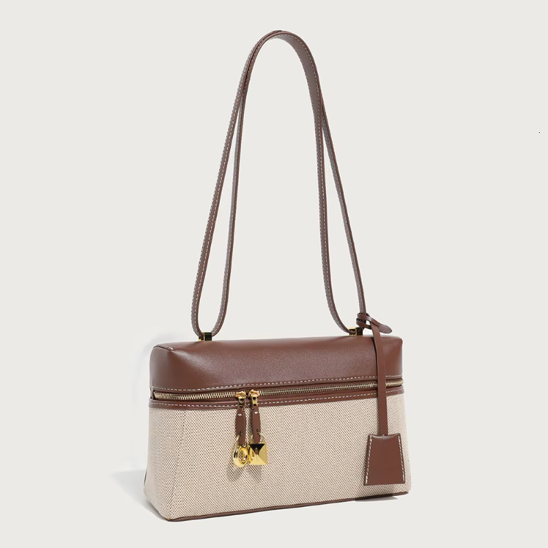 2025 new minimalist retro camera lunch box splicing canvas designer shoulder bag fashionable multifunctional crossbody bag
