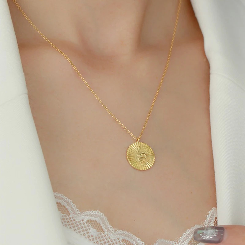 WANTME 925 Sterling Silver Creative Fashion Round Snake Chain Necklace for Women Bohemian Gothic Party Clavicle Jewelry 241220