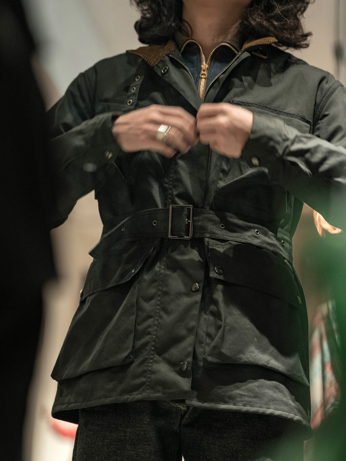 Stylish Outdoor Bikers Waxed Denim Vest With Extended Cargo Hold