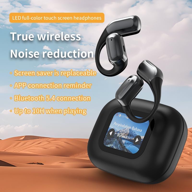 AI Two Way Language Translator Earbuds Real Time Translation Earphone with 144 Languages Supported, ANC Noise Cancelling, Wireless Open Ear Headphones