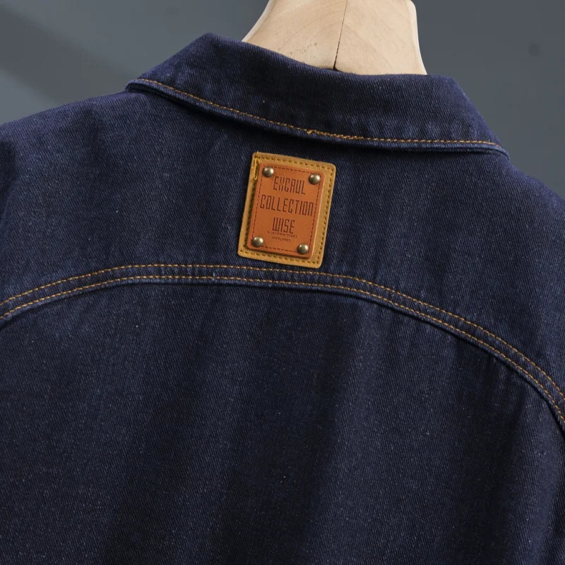 Stitching Contrast Color Denim Coat for Men Japanese Style Workwear Casual Jacket Autumn and Winter Fashion denim Tops 241220