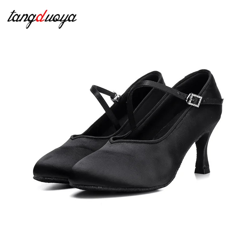 Modern dance shoes womens soft soled national standard dating tango dance shoes womens silk Latin dance shoes 5.5/7.5cm high heels 241220