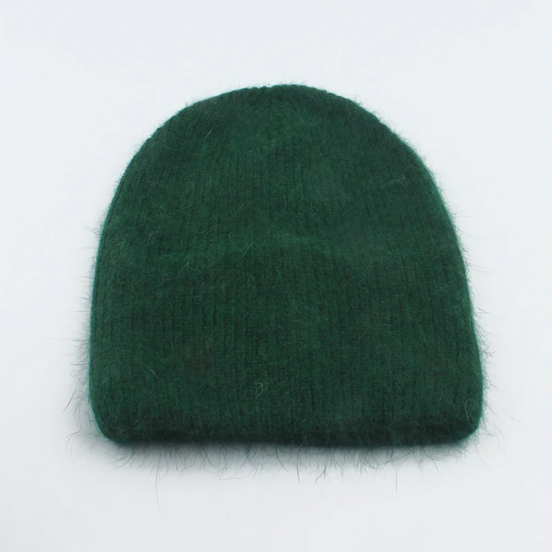 Women Autumn Winter Rabbit Fur Beanie Hats For Ladies skullies beanies Thick Knitted Warm Casual Caps 241214