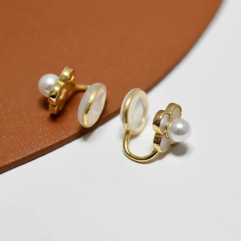 MeiBaPJ 5-6mm Natural Round Pearls Fashion Clip Earrings 925 Silver Fine Wedding Jewelry for Women DIY Empty Tray 241220