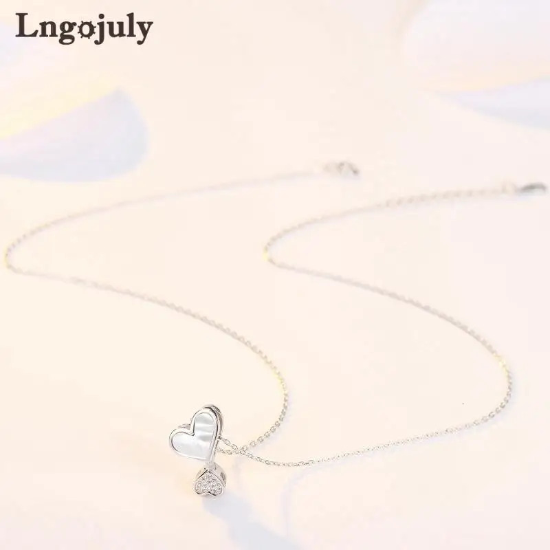 Women Necklace 925 Sterling Silver Fine Jewelry Heart Pendant Necklaces For Women Bride Wedding Party Silver 925 Jewelry 241220