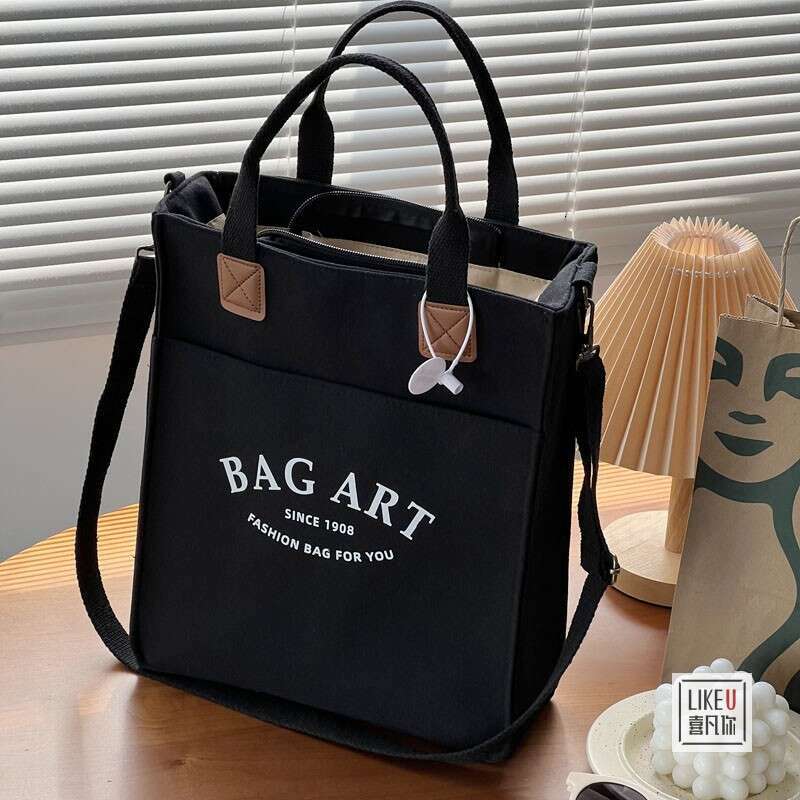 Design commuting thick canvas bag, student bento, artistic simplicity, large capacity single shoulder carrying crossbody bag