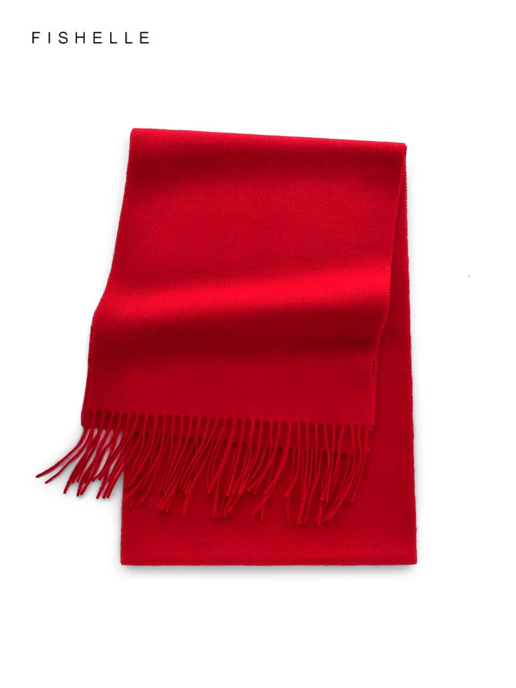 Red claret pure 100% wool scarf for womens thin warm shawl winter solid color wine red men scarves years gift 241220