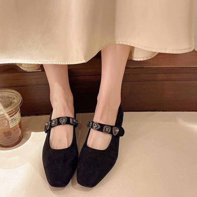 2025 Spring New Single Shoes Women's Fashion Square Head Leopard Pattern One Button Mary Jane Shoes Large Fashion Shoes