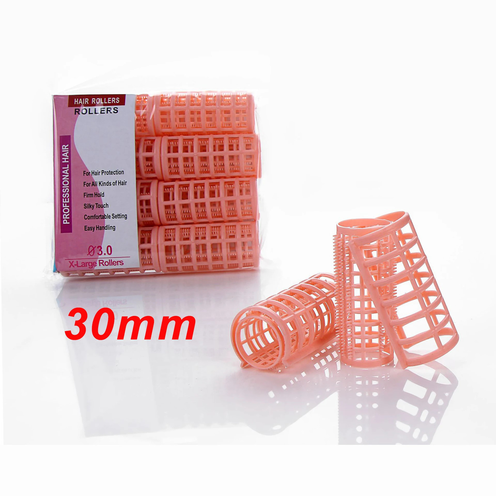 3pack/set 30mm Snap on Hair Rollers Plastic DIY Hair Styling Roller Curlers Clips Air Bang Clamps Curling Perm Rods Barber 1503 241220