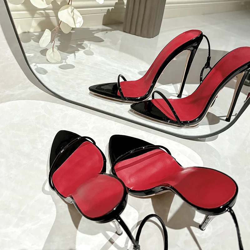 Sexy Womens Sandals Summer Shoes Ankle Strap Flip Flops Black White Heeled Party Wedding Dance Shoes Large Size 241220