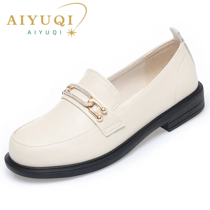 AIYUQI Shoes Loafer Women Genuine Leather Spring New Plus Size Slip-on Women Shoes Shiny Non-slip Ladies Shoes