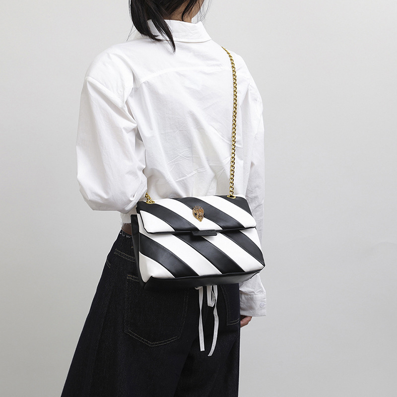 Bag Black White Splicing Simple And Fashionable Women's Bag With High-End Texture, Single Shoulder Crossbody Exquisite Chain Bag, Lightweight