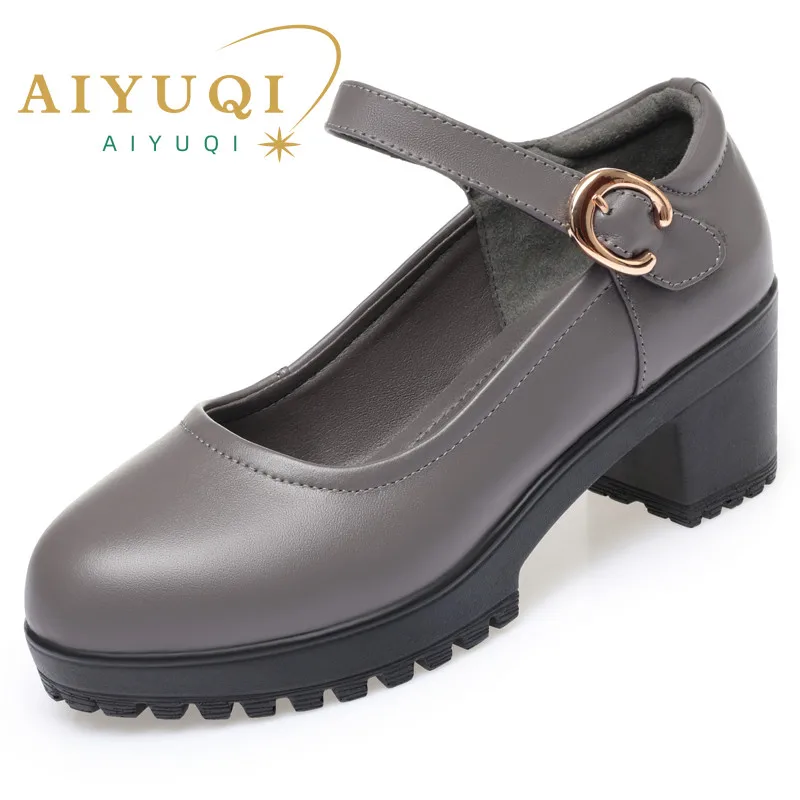 AIYUQI Women Shoes High Heels Autumn Genuine Leather Dress Shoes Women Large Size Professional Ladies Shoes