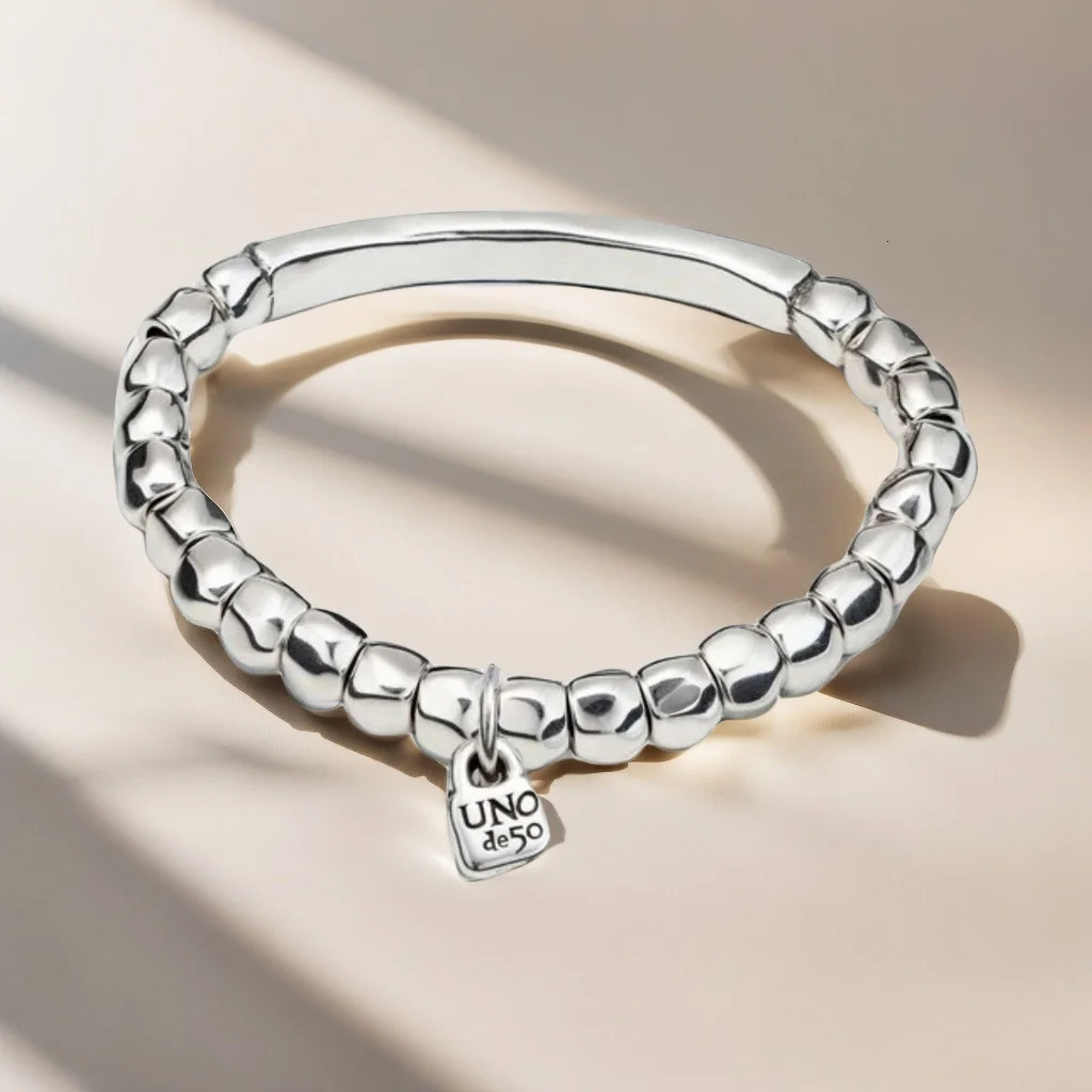 Plating Silver Simple UNOde50 Bracelet Retro Round Bead Lock Bracelet for Women Fashion Daily Party Festival Wearing Girl Gift 241214