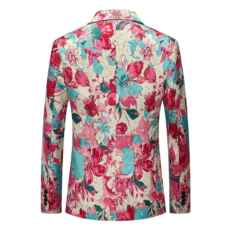 Men Jacquard Suit Fashion y Party Stage Wedding Dress Coats Red Slim Fit Blazer Jacket 241218