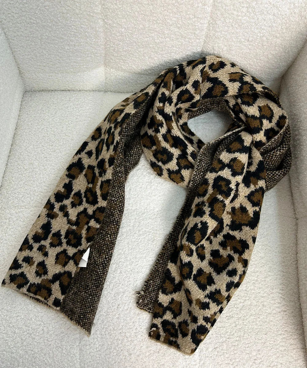 Fashion Leopard Printted Women Winter Warm Soft Scarf Cashmere Lady High Quality Wrap 241220