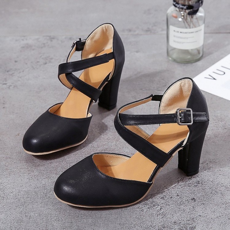 2023 New Roma For Women Retro Sandals High Heel Ankle Summer Belt Buckle Pumps Casual Women's Shoes Size 43