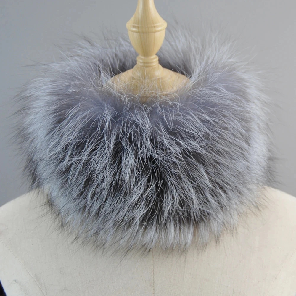 Winter Fox Fur Neck Warmer High Quality Knitted Natural Fluffy Headband Fashion Ring Scarf Women Real Fox Fur Ring Scarves 241220