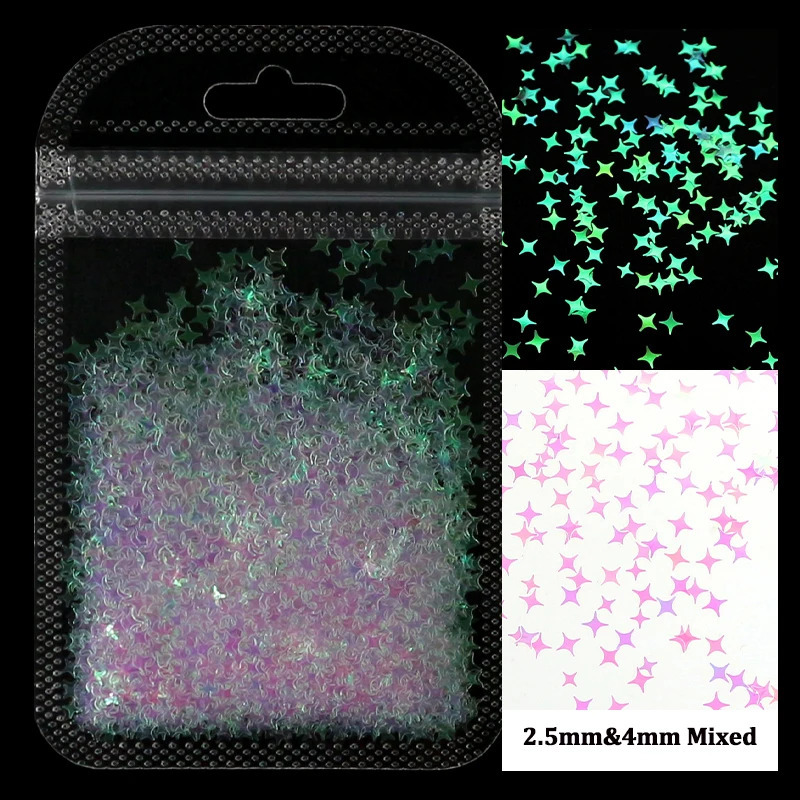 Holographic Silver Nail Glitter Laser Star Shape Sequins Sparkly Flakes Paillette DIY Art Decorations Slices Accessories 241213