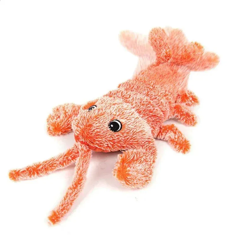 Rechargeable Electric Lobster Pet Toy Realistic Interactive Plush Shrimp for Cats Washable & Durable Orange