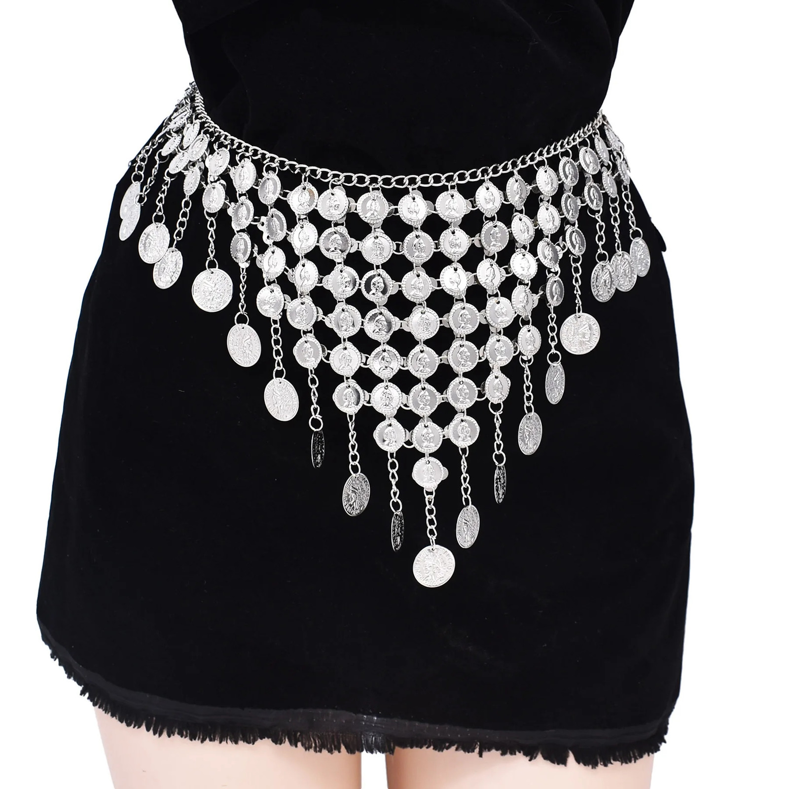 Ethnic Style Coins Waist Chain Women Body Jewelry Dance Sexy Belly Belt Statement Arab Indian Turkish Gypsy Handmade Accessory 241220