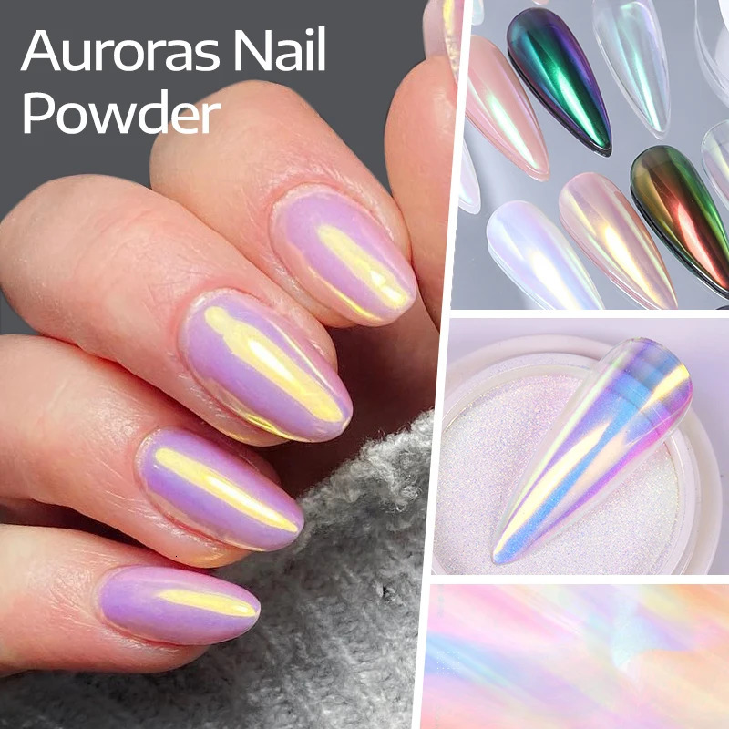 NICOLE DIARY Nail Powder Pigment Pearl White Rubbing on Art Glitter Dust Chrome Aurora Manicure Decoration DIY 241213