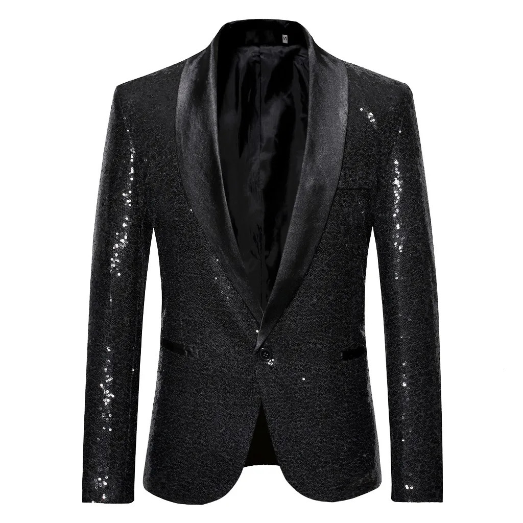 Shiny Gold Sequin Glitter Embellished Blazer Jacket Men Nightclub Prom Suit Coats Mens Costume Homme Stage Clothes For singers 241218