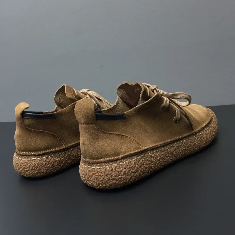 Casual Leather Shoes Retro Board Shoes Matte Leather Non-slip Flat Shoes Soft Bottom Tooling Shoes Sports Casual Shoes 241213