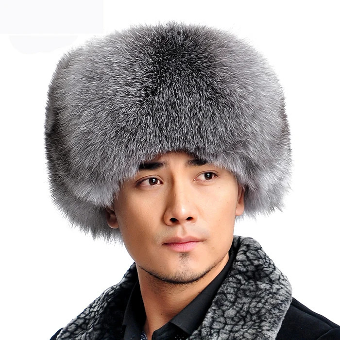 Real silver fox fur hat sheepskin hat sheepskin hat fur hat high-quality genuine leather 241220