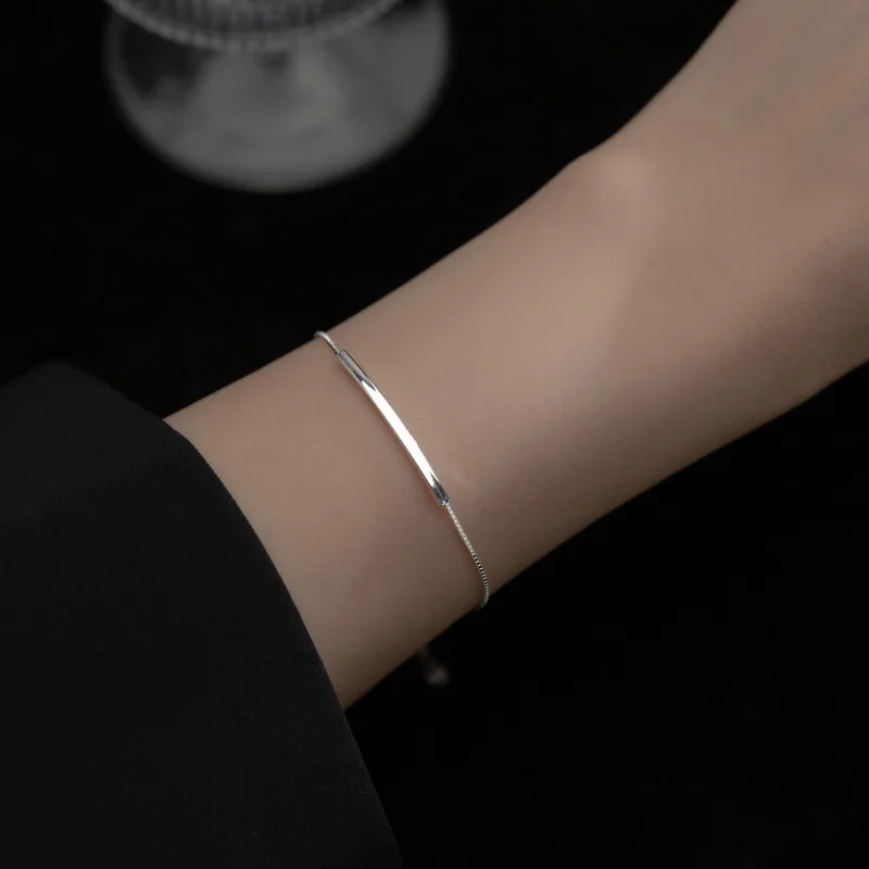 Womens Hand Bracelets Silver 925 Jewelry Can Be Engraved Gift For Girlfriend Box Chain Bracelet Adjustable 100% Silver 241220