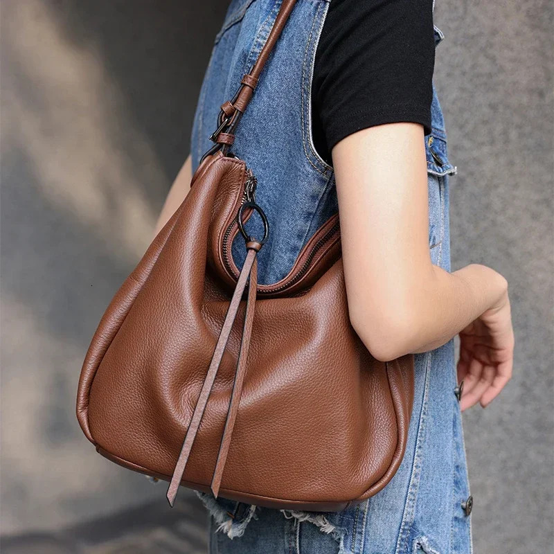 New Genuine Leather Commuter Fashion Shoulder Bag Designer Women s Lazy Style Large Capacity Hobo Women s Shoulder Crossbody Bag bag