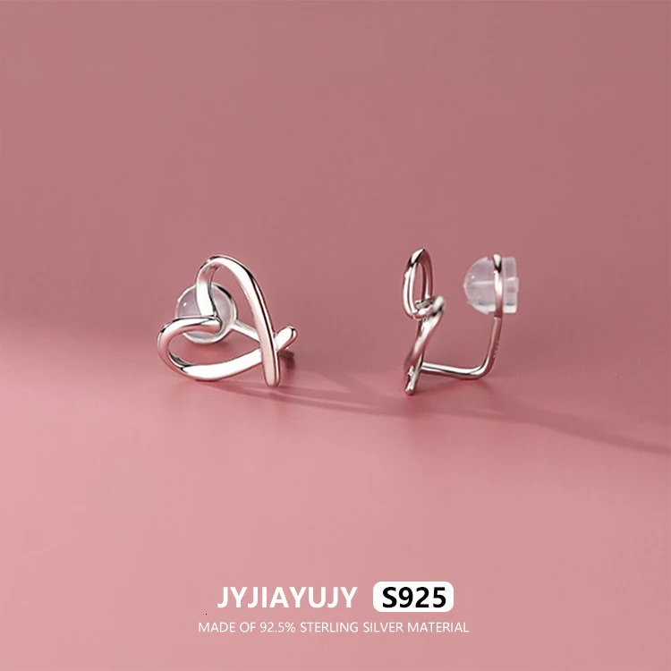 JYJIAYUJY 100% Whole Original Sterling Silver S925 Ear Clip-Ons Earrings Heart Fashion Jewelry Gift Daily Use JYE166 241220
