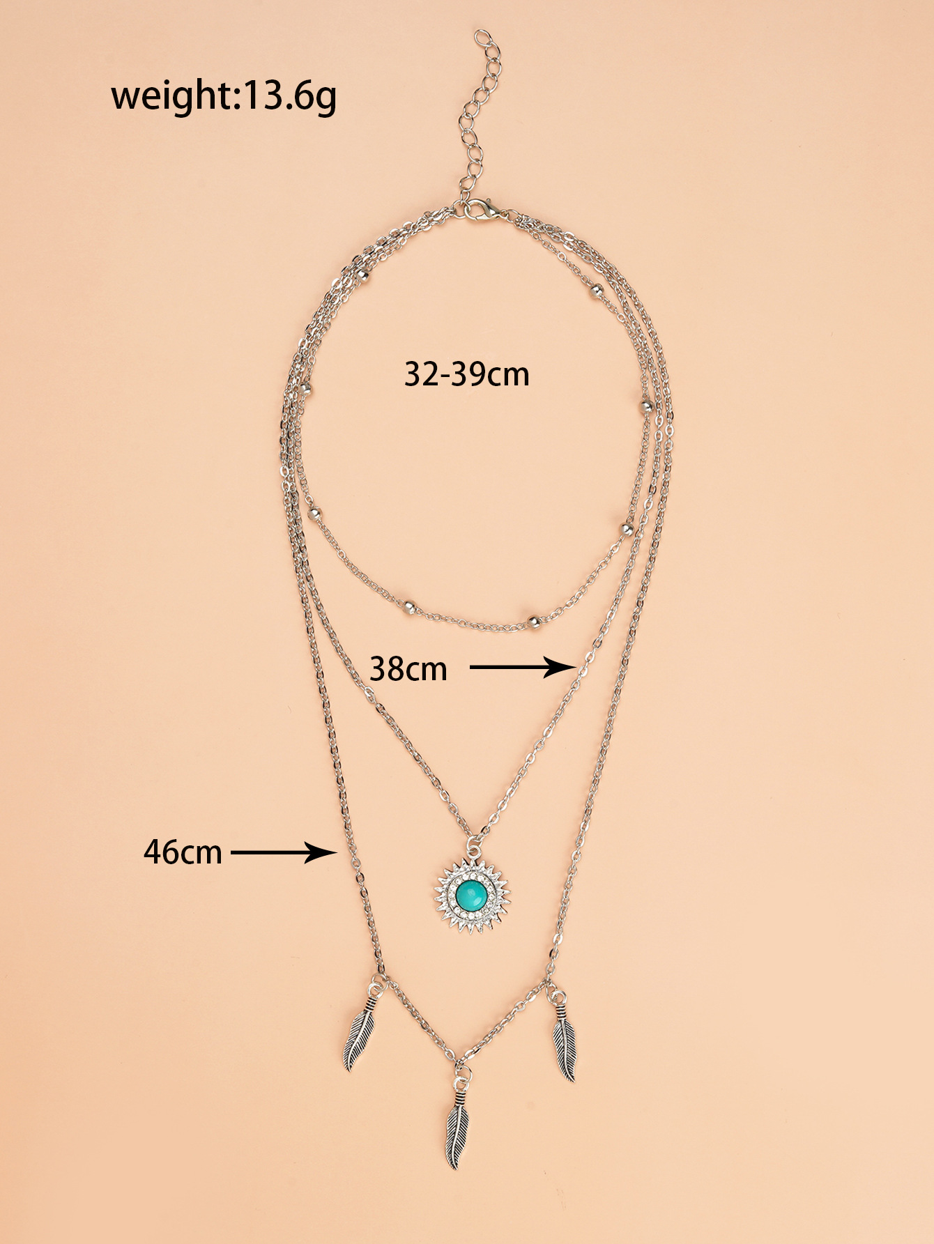 Silver Plated Three-Layer Round Necklace Snake Chain Charm Ball Chain Party Gift For Women's Exquisite Jewelry Stainless Steel Crystal Peal Gold 