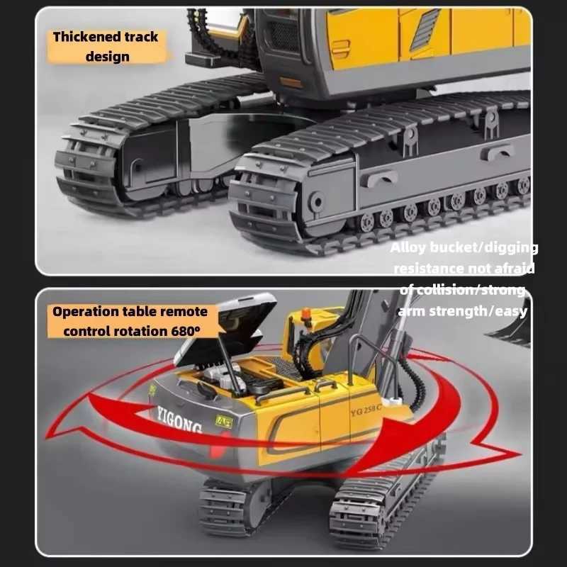 New Remote Control Engineering Vehicle Crler Truck Bulldozer Toys RC Excavator Dumper Car 2.4G for Boys Kids Holiday Toy GiftsXJ241221