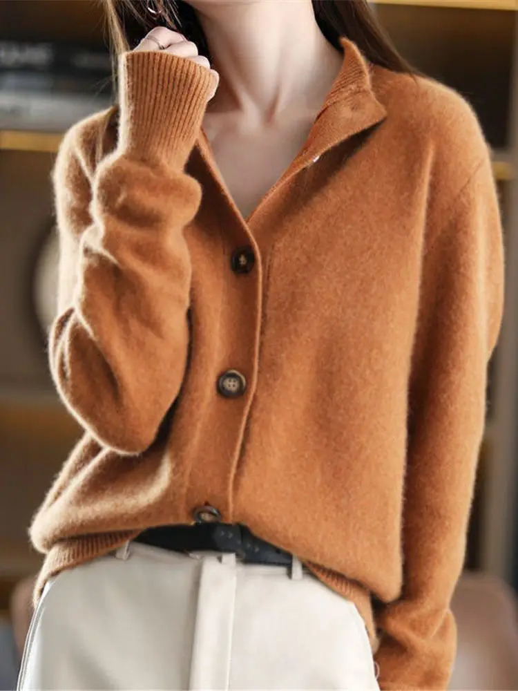 Autumn Fashion Korean Cashmere Sweater Vintage Sweaters Cardigan for Women Winter Trend Knitted Tops Cardigans Woman 241220