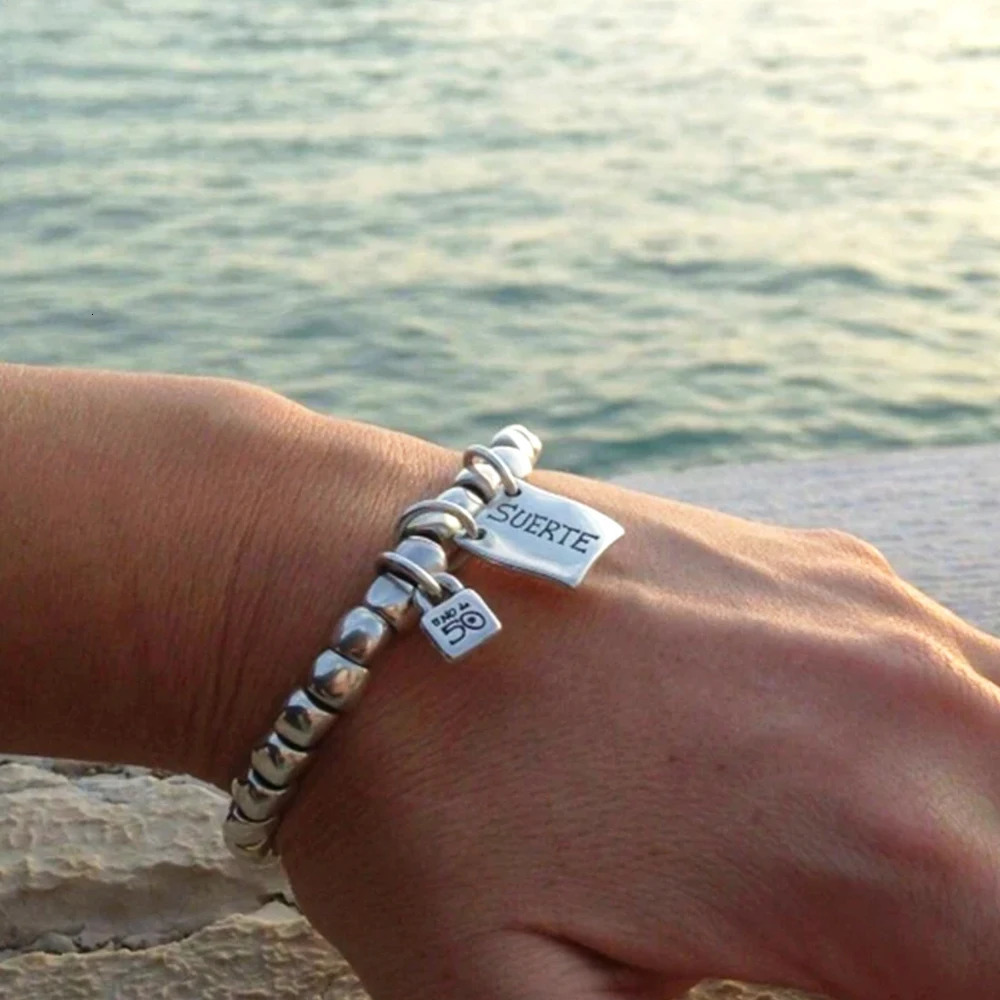 Plating Silver Simple UNOde50 Bracelet Retro Round Bead Lock Bracelet for Women Fashion Daily Party Festival Wearing Girl Gift 241214