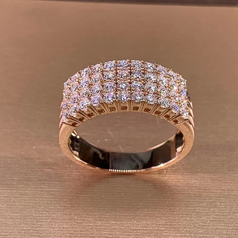 Ins Sparkling Wedding Rings Gorgeous Luxury Jewelry 925 Sterling Silver Rose Gold Fill Pave White 5A Cubic Zircon CZ Diamond Party Eternity Women Enga