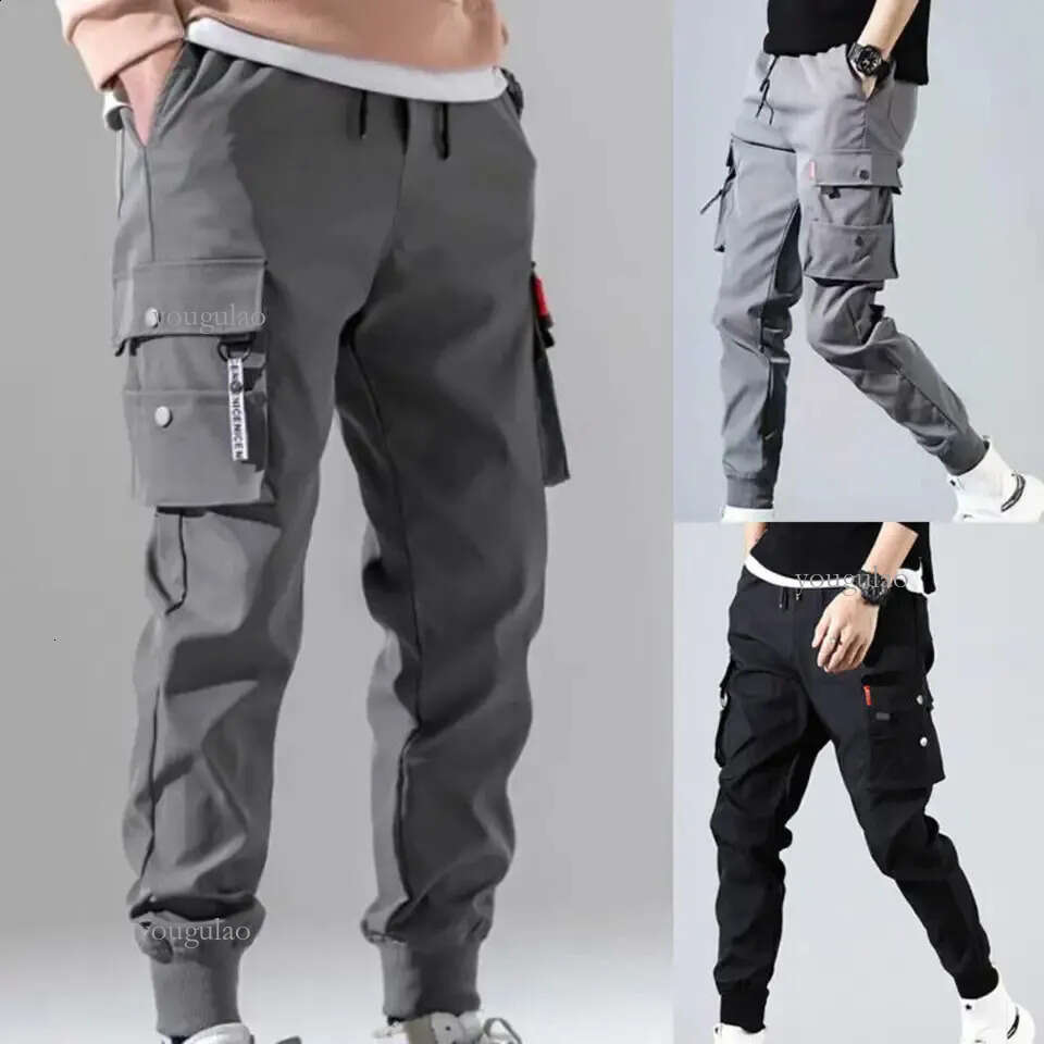 Mens cargo tactical pants work combat multi pocket casual training Trousers Overalls clothing jogger hiking mens cargo pants 1 piece 240930
