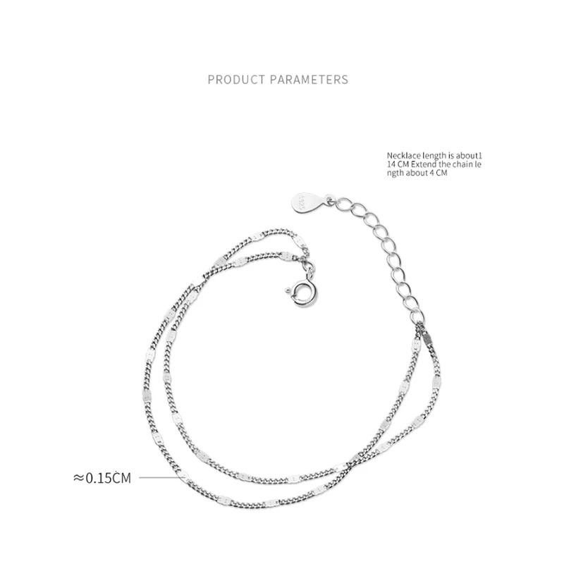 WOOZU Genuine 925 Sterling Silver Simple Delicate Double Chain Layer Charm Bracelet For Fashion Women Party Punk Jewelry Gift 241214