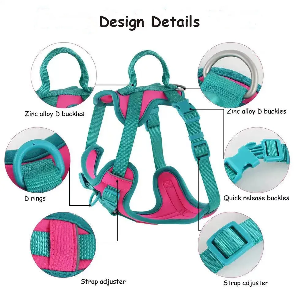 Adjustable Dog Harness and Leash Set with Splicing Colors Comfortable No-Pull Pet Chest Strap Reflective Material
