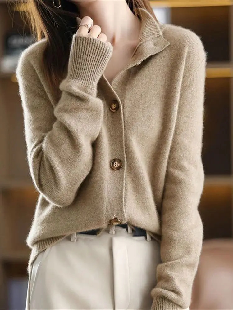 Autumn Fashion Korean Cashmere Sweater Vintage Sweaters Cardigan for Women Winter Trend Knitted Tops Cardigans Woman 241220