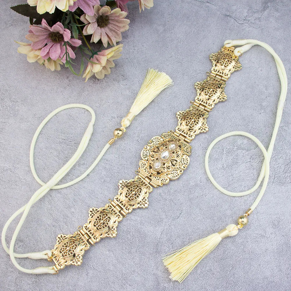 Neovisson Morocco Fashion Style Handmade Rope Belt Gold Color Chain Long Tassels Arabic Bridal Wedding Jewelry Gift 241220