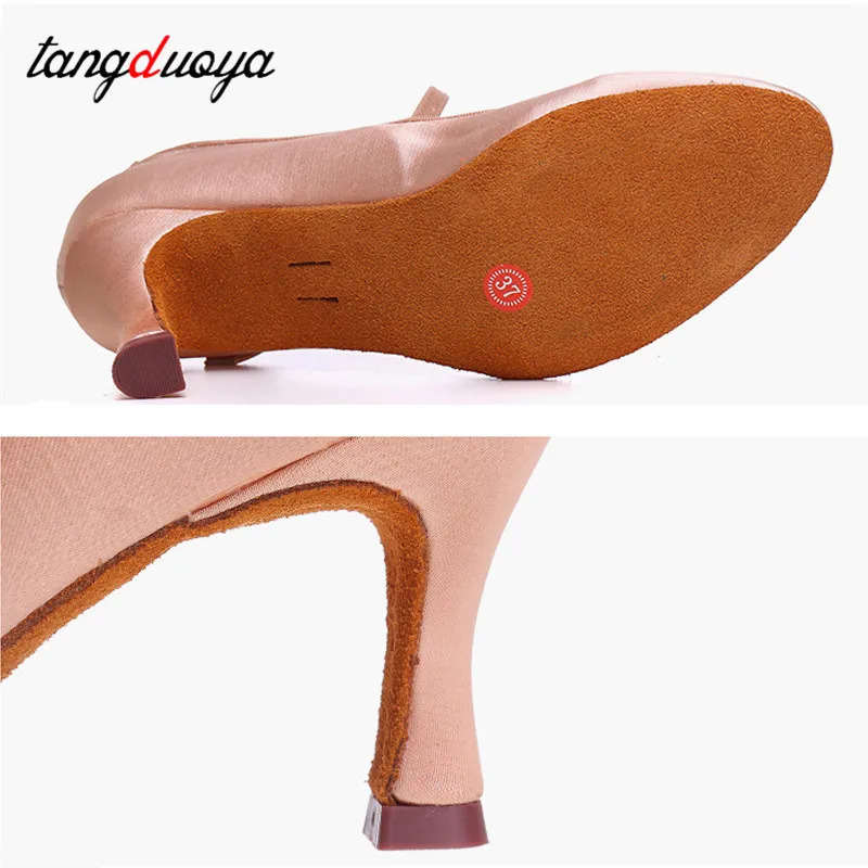 Modern dance shoes womens soft soled national standard dating tango dance shoes womens silk Latin dance shoes 5.5/7.5cm high heels 241220